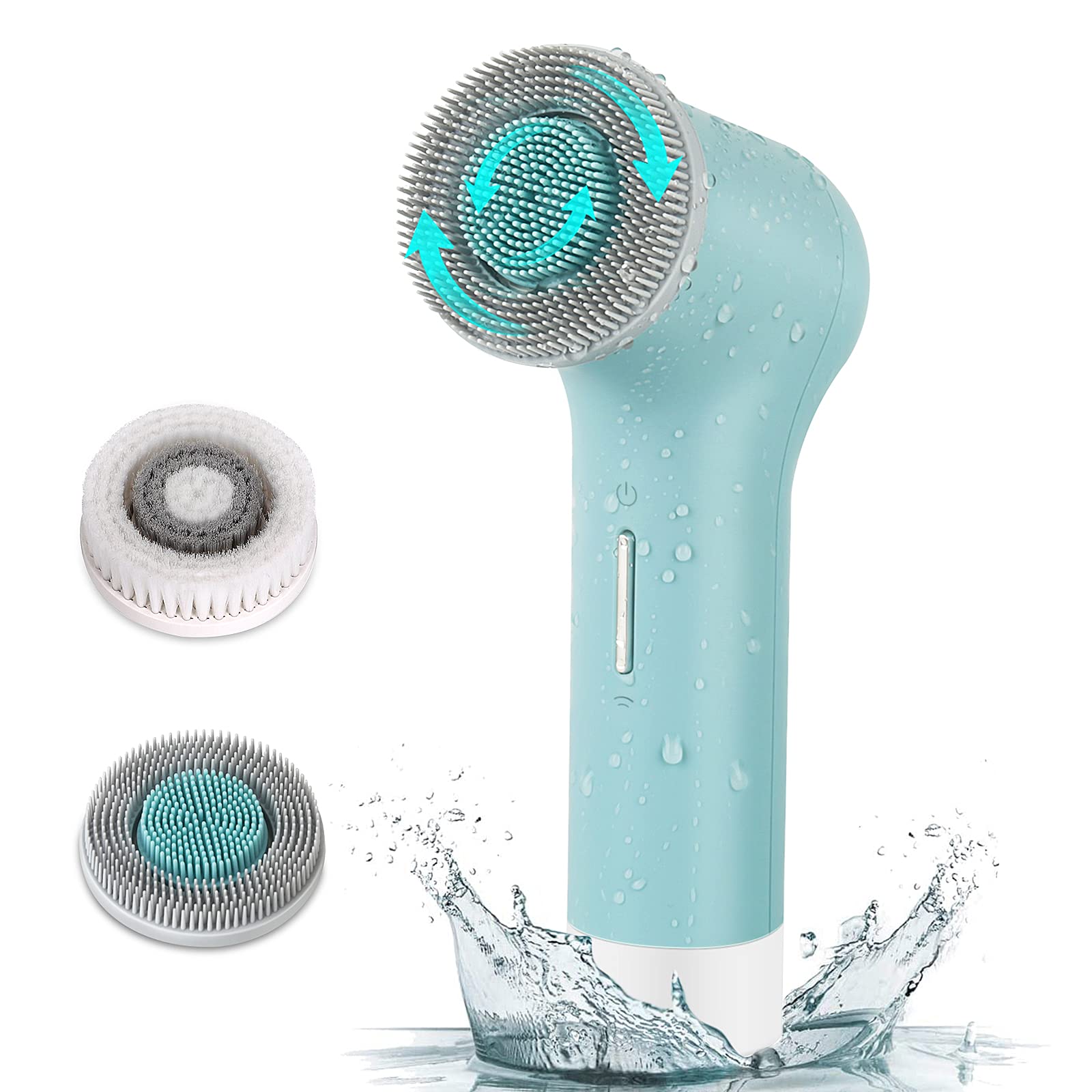 MYCARBON Face Brush IPX7 Waterproof Electric Facial Cleansing Brush Device Beauty Skin Machine for Deep Cleaning/Gentle Exfoliating/Massaging/Tighten Skin(Beige) (Blue)