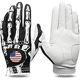 VEASAERS Golf Gloves Men Right Handed Golfer Left Hand with Ball Marker 1 Pack, Leather Premium Weathersof Grip Soft Mens Golf Glove, Size Small Medium ML Large XL