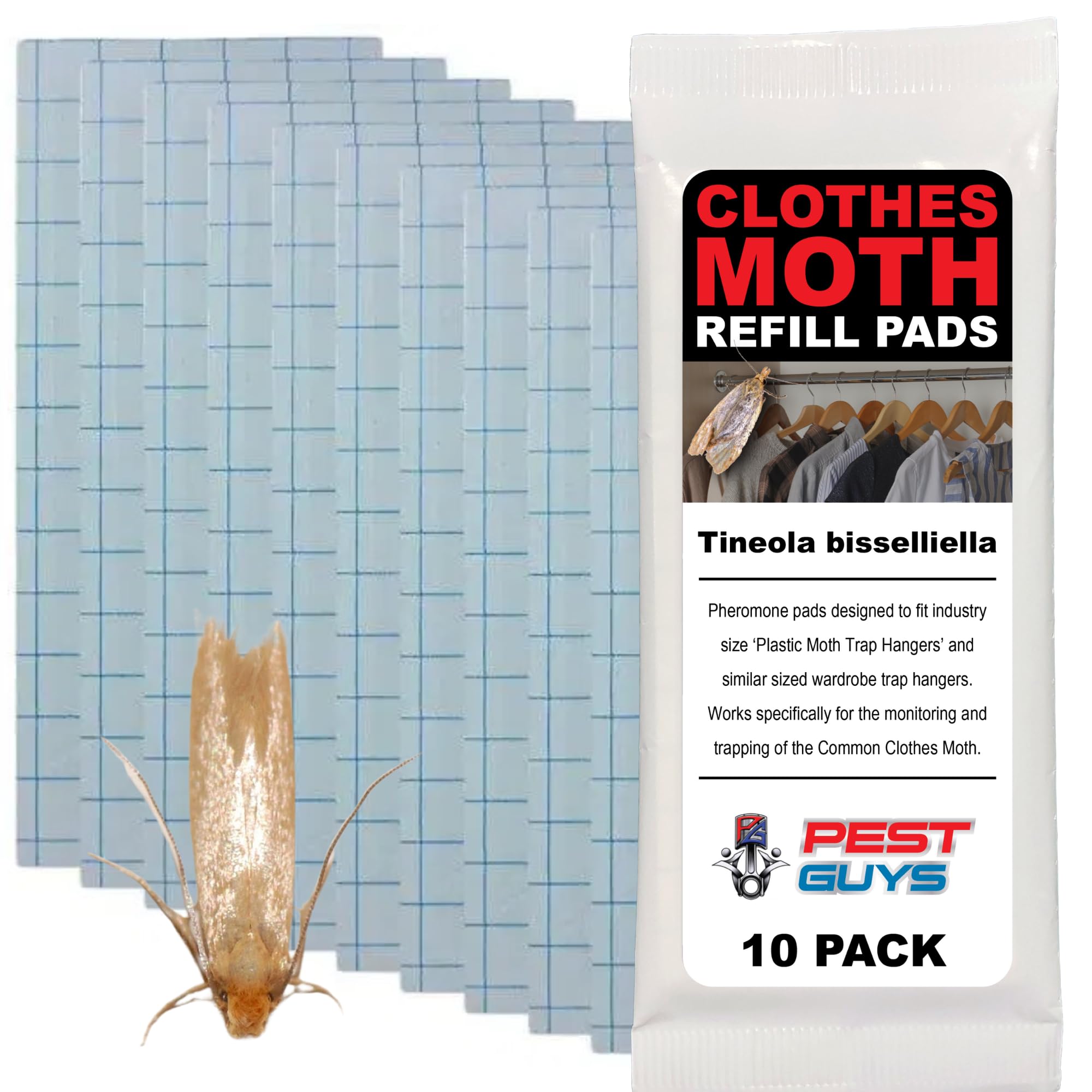 PG 10 Pack Pheromone Pads Refill Sticky Traps for Clothes Moth Control, OEM, FBM-10MOTHPADS