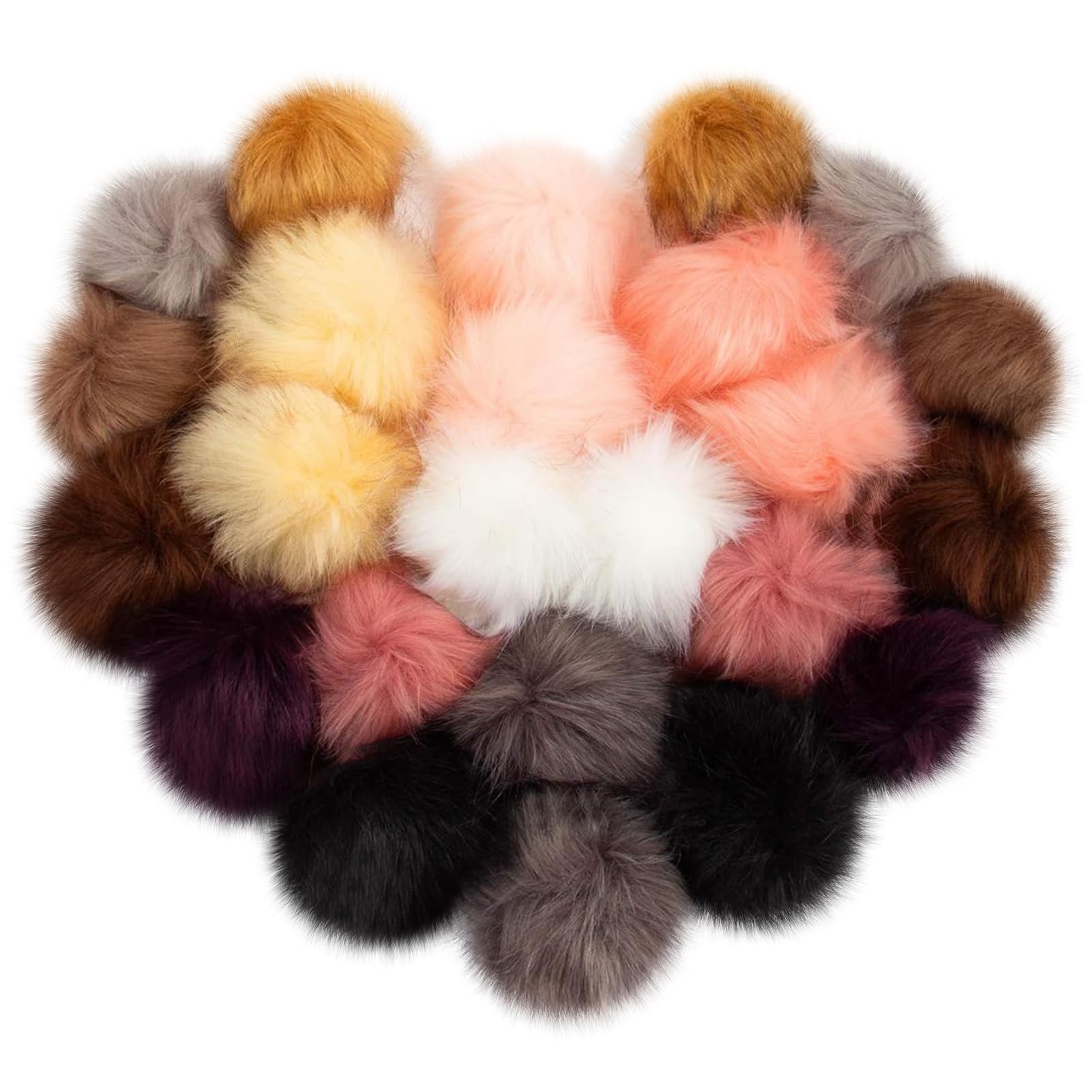 24 Pcs Faux Fur Pom Pom for Hats - 4.5 Inch Pom Poms Fluffy Balls with Elastic Loop for Crafts Hats Fur Knitting Accessories Keychain Shoes Bags Scarves Gloves Dolls (12 Colors)