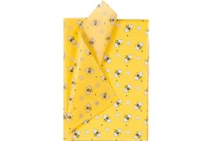 WRAPAHOLIC Bee Wedding Wrapping Tissue Paper - 30 Sheets 14x20 Inch Floral Bee Tissue Paper Bulk for Bridal Shower, Wedding, 