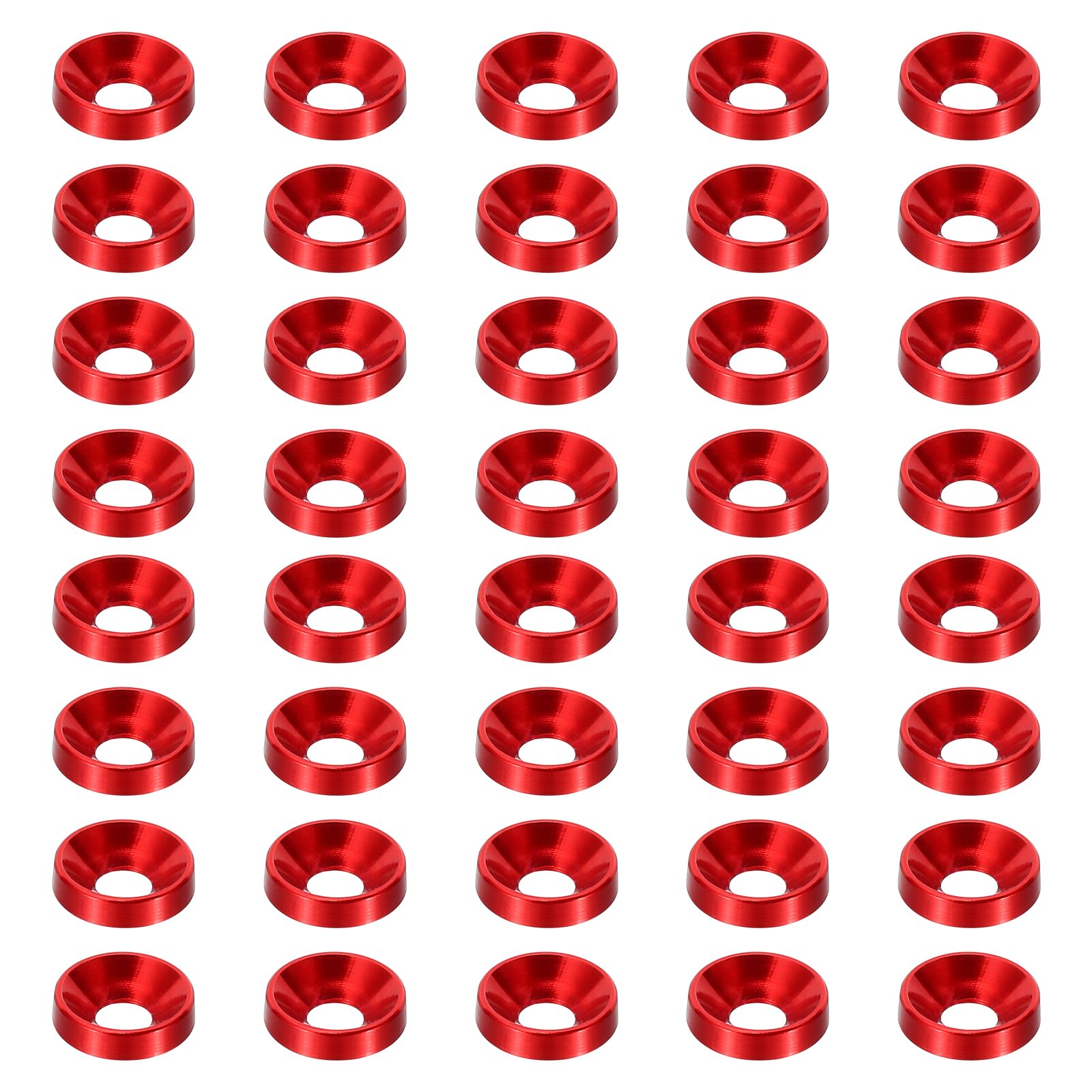 PATIKIL M3 Finish Countersunk Washer, 60pcs Anodized Aluminum Alloy Flat Cup Head Screw Gasket Bolt for Mechanical Accessories Parts DIY Models, Red