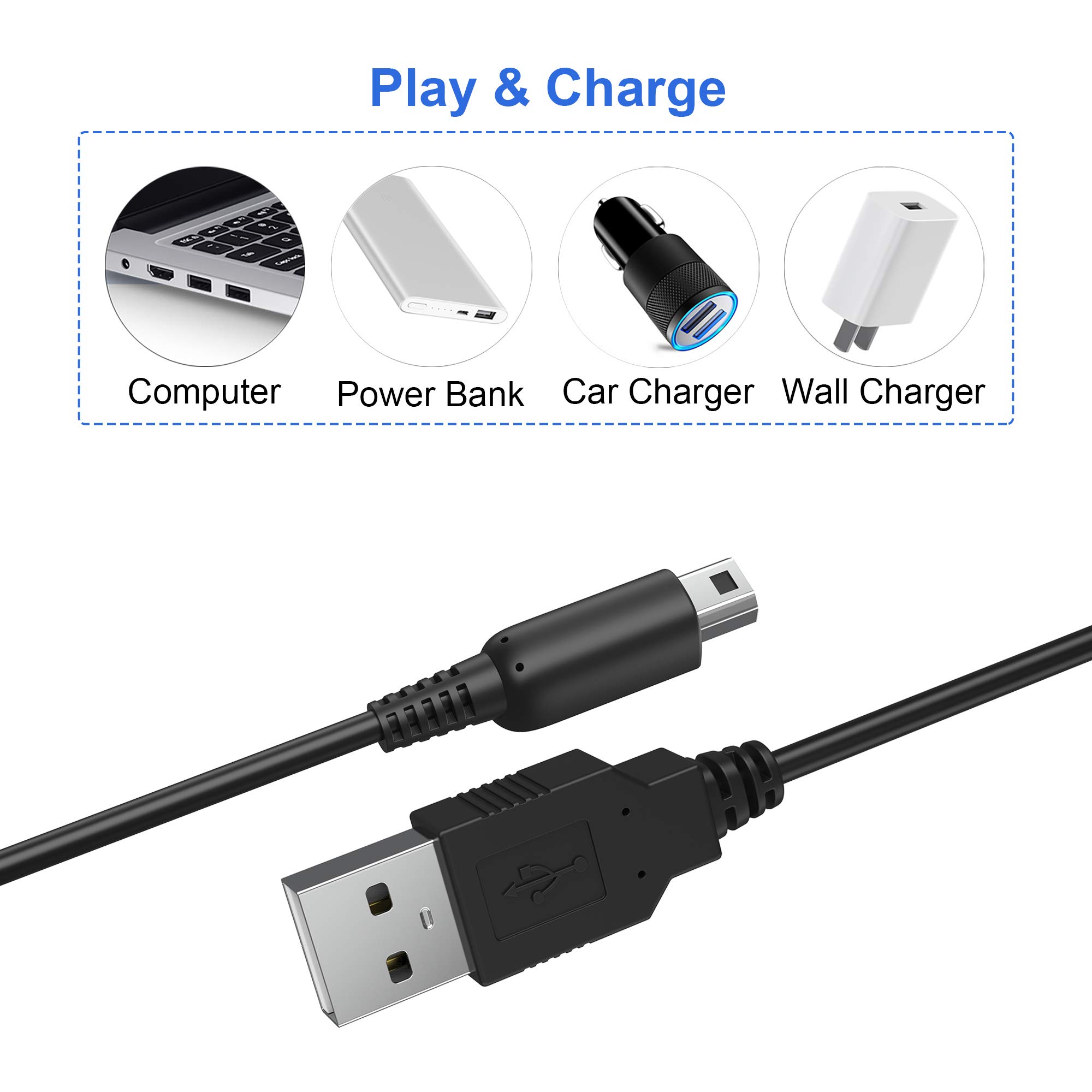 CSTESVN DSi USB Charger Cable Kit, Power Charging Cord and Stylus Pen Compatible with Nintendo DSi, with 3 Stylus