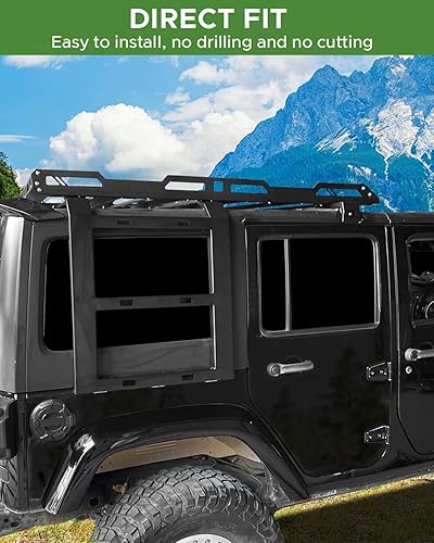 PARTREE Roof Rack Cargo Basket Compatible with Jeep Wrangler JK