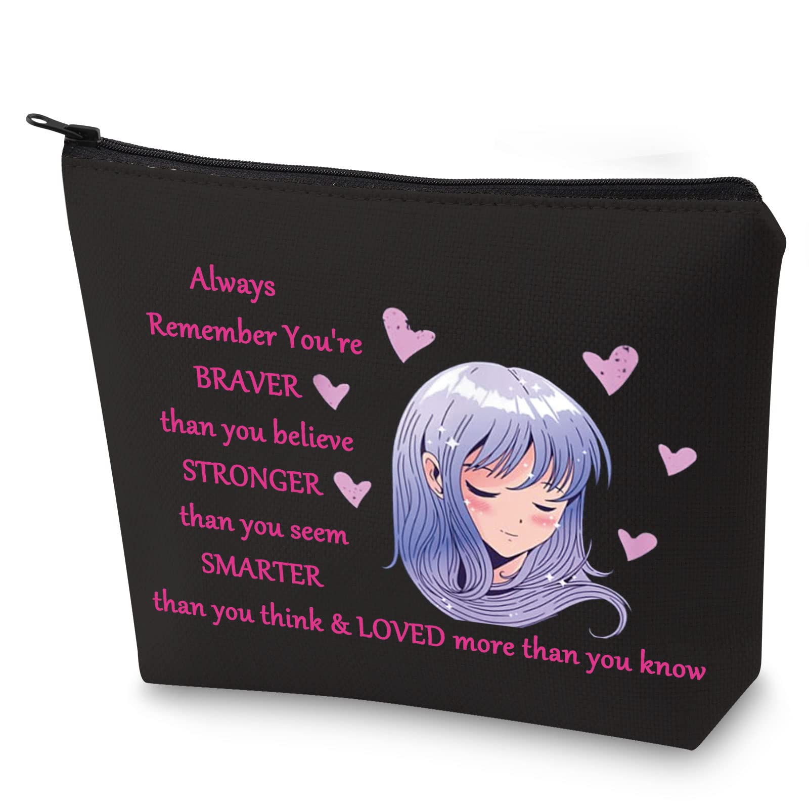 WZMPA Amine Girl Cosmetic Bag Anime Fans Gift You Are Braver Stronger Smarter Than You Think Japan Anime Makeup Zipper Pouch Bag For Women Teen Girls, Always Amine BL, Fit