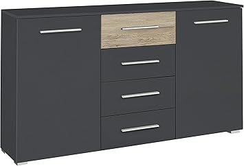Rauch Mobel Tarragona Schlafzimmer Kommode Kommode In Grau Metallic Eiche Sanremo Hell 2 Turig Mit 4 Schubladen Inkl Zubehorpaket Basic 2 Einlegeboden Bxhxt 140x81x42 Cm Amazon De Kuche Haushalt