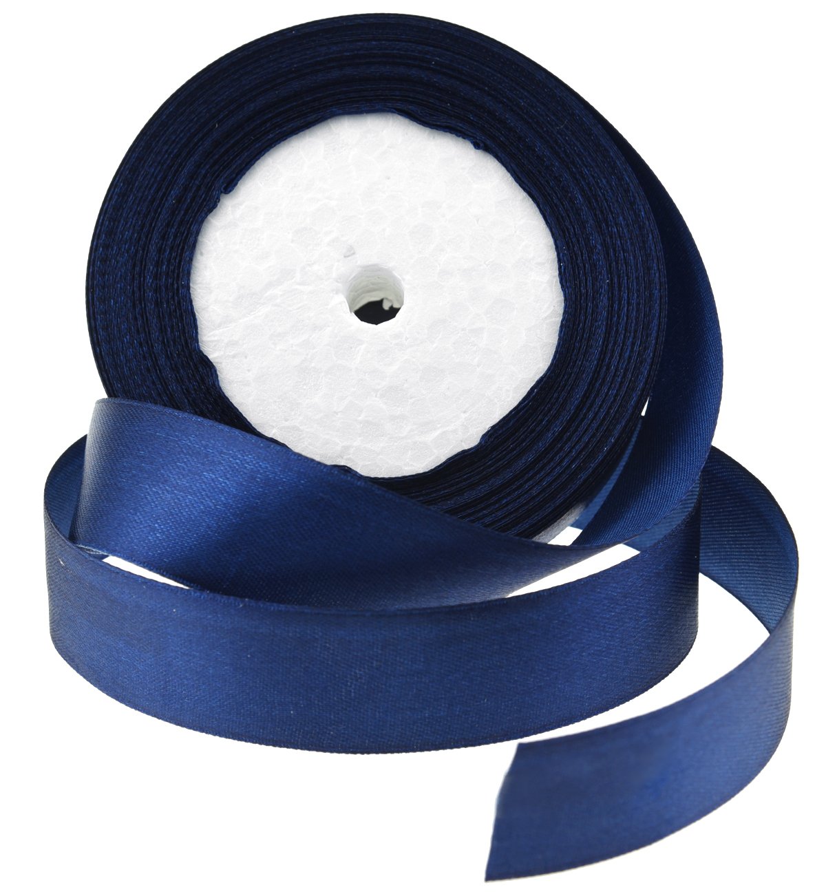 FiveSeasonStuff Ribbons for Crafts | Coloured Satin Ribbon for Wedding, Floral, Birthday, Hair, Bows, Party, Arts & Crafts | 1 Roll #22 Dark Blue (Wide 50mm x 23M)