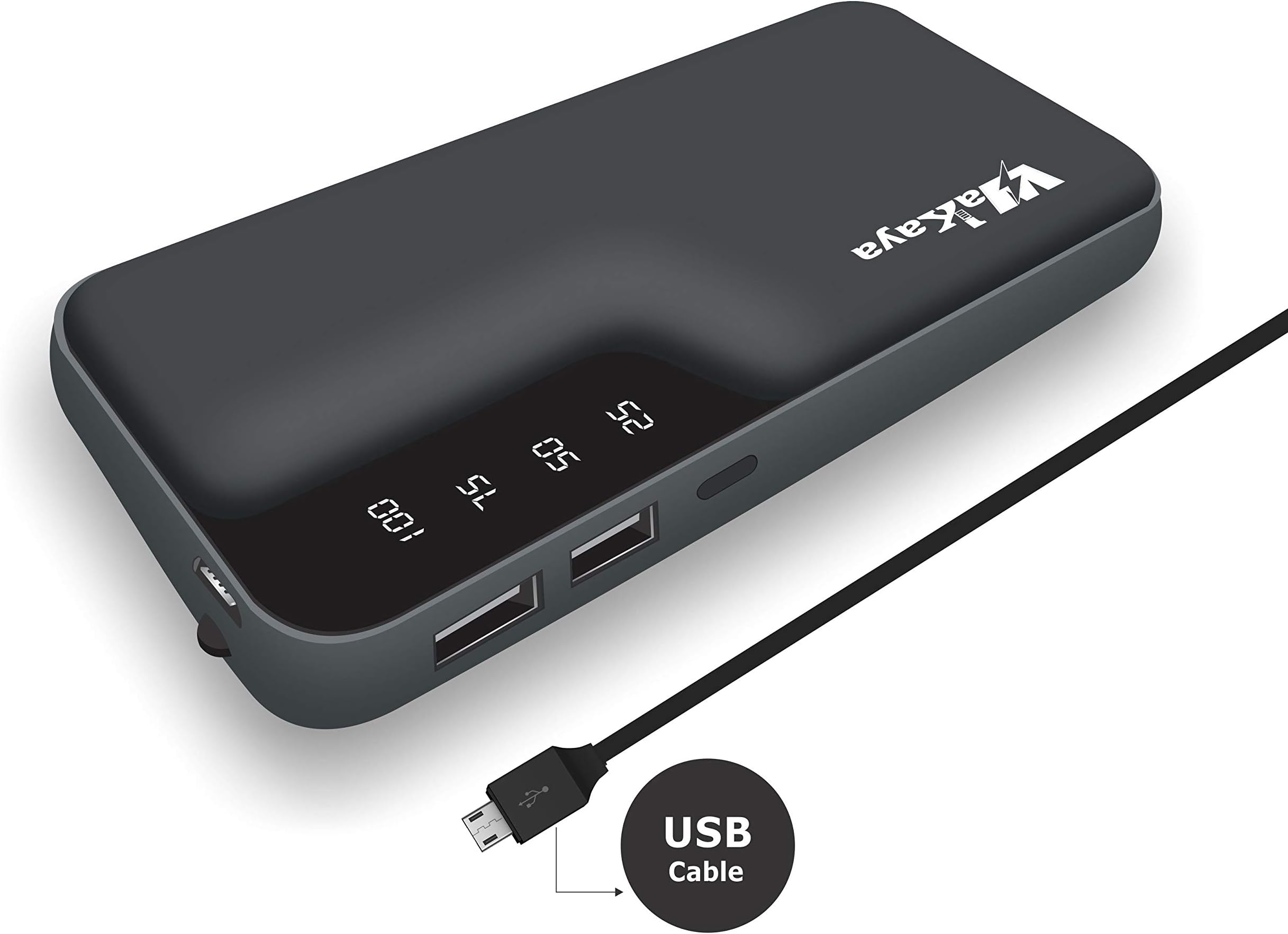WAKAYA WK10 Power Bank 10000MAH with USB Cable (Grey)