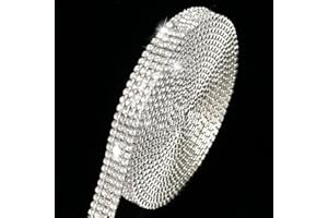 MWELLEWM 3 Yards 4 Rows 3 mm Crystal Rhinestone Close Chain Trimming Claw Chain Trim Sewing Crafts for Wedding and DIY Jewelry Craft Making Decoration