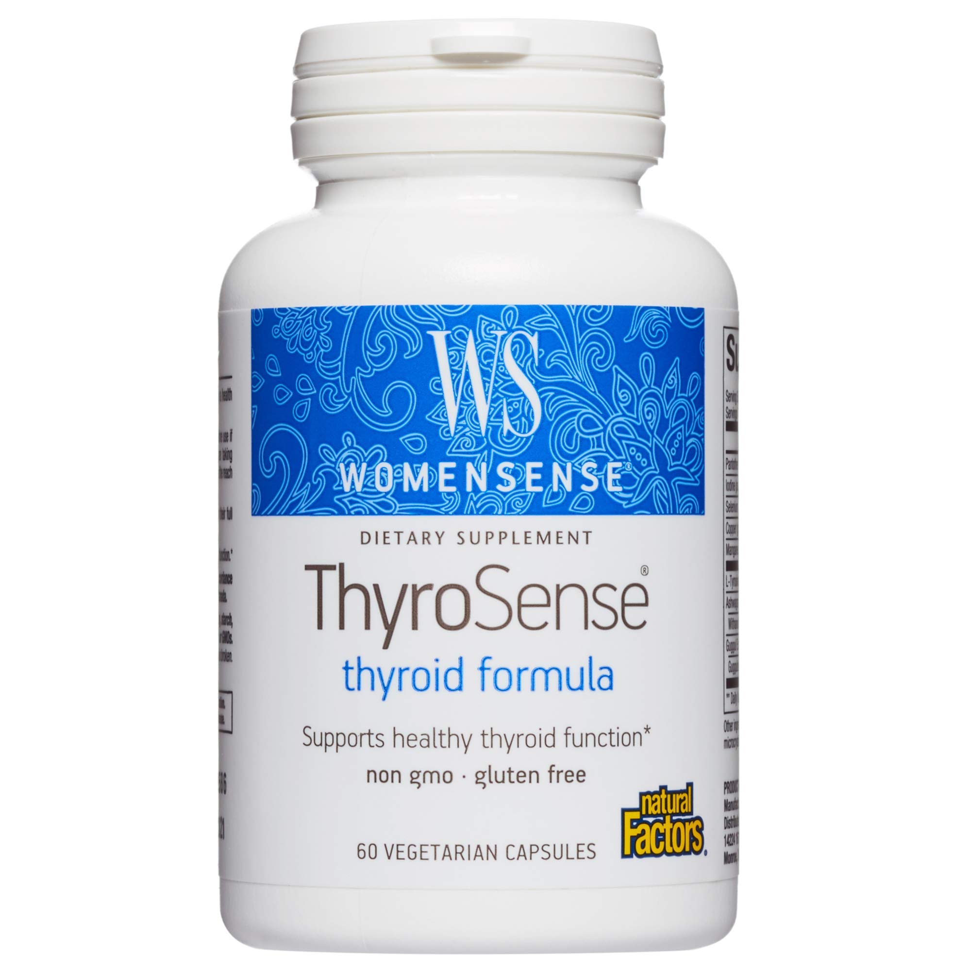 WomenSense ThyroSense by Natural Factors, Natural Supplement to Support Healthy Thyroid Function, Vegetarian, Non-GMO, 60 capsules (30 servings)