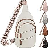 Tenot Crossbody Bags for Women Small Sling Bag Waterproof Cross Body Chest Bag Fanny Pack Travel Purse for Camping Hiking Travel Beige
