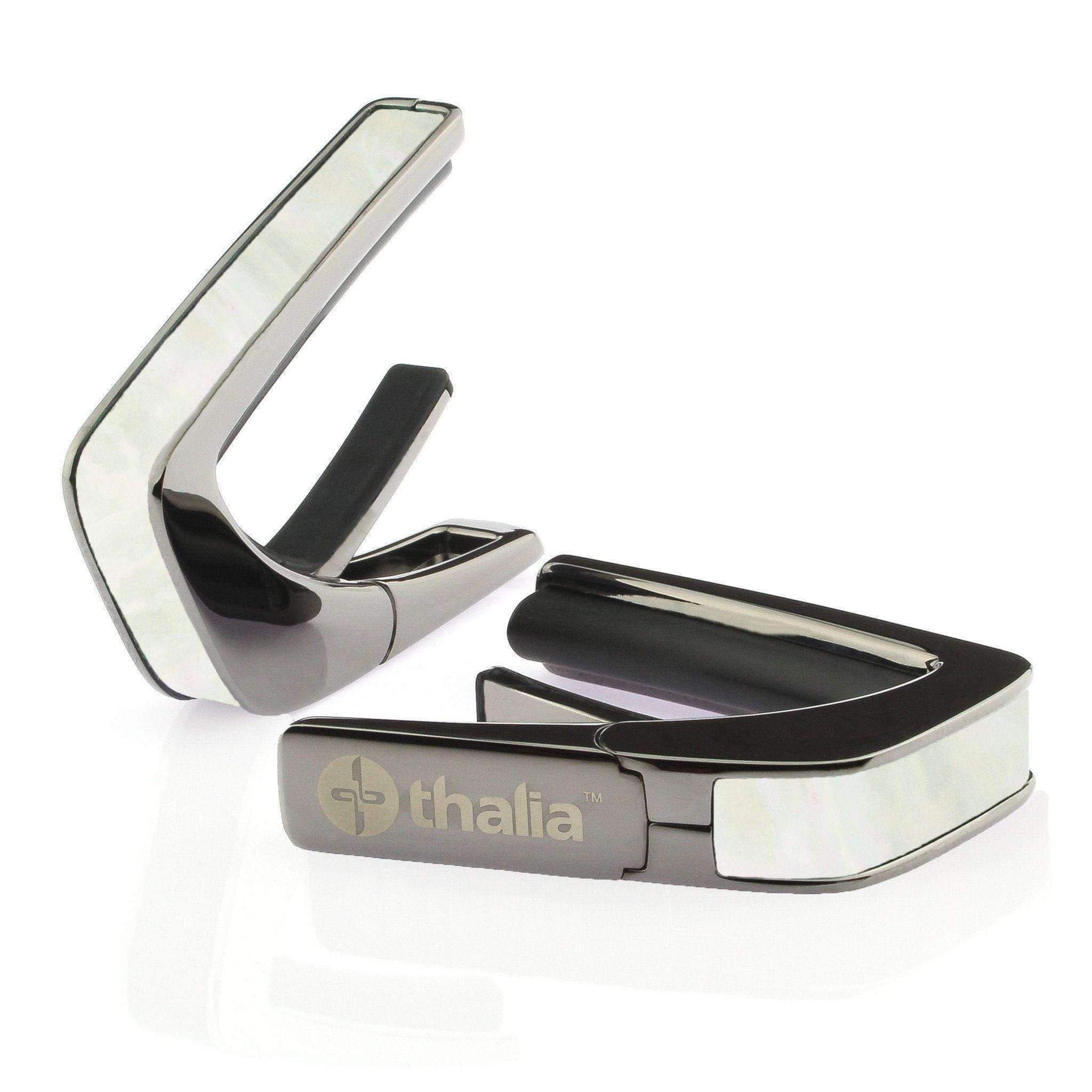 THALIA BLACK CHROME FINISH CAPO WITH WHITE MOTHER OF PEARL INLAY