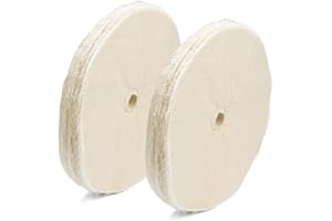 ENKAY - 8" Loose Cotton Buffing Wheels (2 Pack) for Polishing Metal and More, for Use with Polishing Compounds, Buffing Machines & Bench Grinders (40 Ply Each)