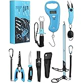 Mossy Oak Fishing Tools Kit- Fishing Plier, Fish Lip Gripper, Multifunctional Fishing Hook Remover with Lanyards Sheath, Saltwater Resistant Fishing Accessories & Equipment, Fishing Gifts for Men