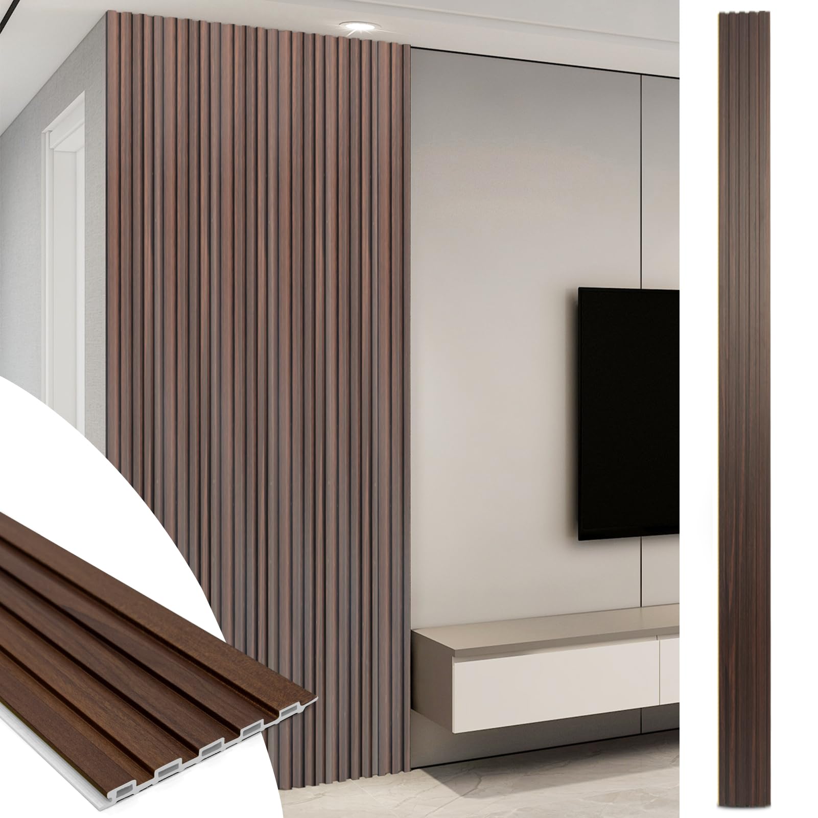 View 1 of ***DAMAGED, SEE PHOTOS***
***TRUCK/TRAILER PICKUP ONLY***
Art3d WPC Slat Wall Panels, 8-Pack 108 x 6 Inch 3D Wall Accents for Interior Wall Decor, Living Room, Bedroom,Walnut