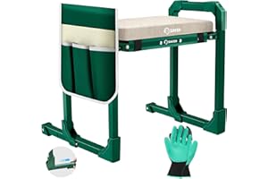 Saker Garden Kneeler and Seat Foldable Gardening Stool with Extendable Legs & Thickened Pad, Tool, Heavy Duty Support for Elderly, Gardening, Outdoor Use