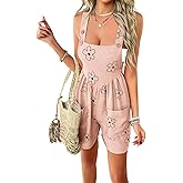Sumleno Women 2026 Summer Rompers Floral Boho Sleeveless Back Tie Flowy Short Jumpsuits Beach Outfits Travel Vacation Clothes
