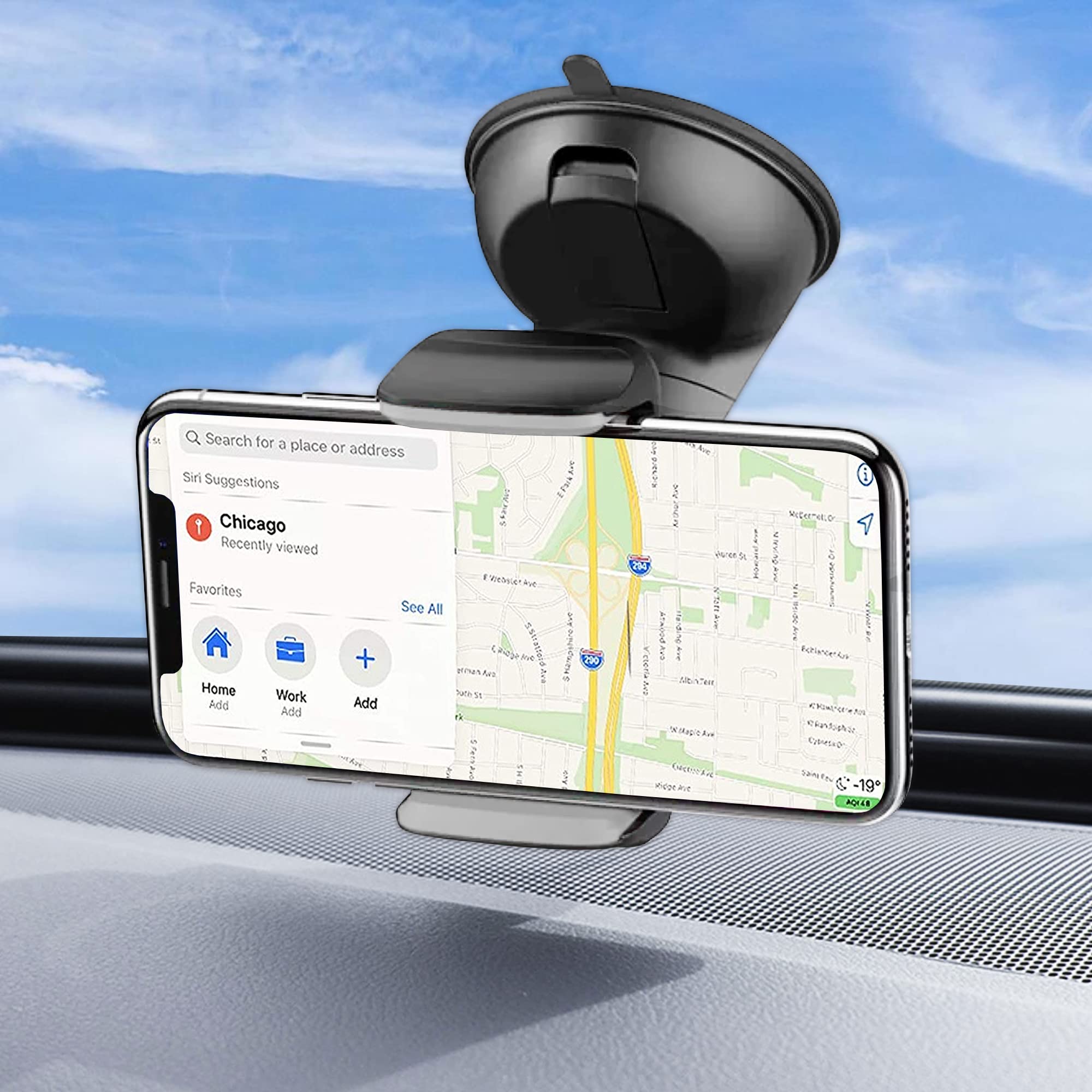 Universal Car Cell Phone Holder - Windshield with suction cup for smartphones up to 7.5 inch