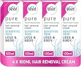 Veet Hair Removal Cream Sensitive Skin 4 x 100ml for Legs & Body