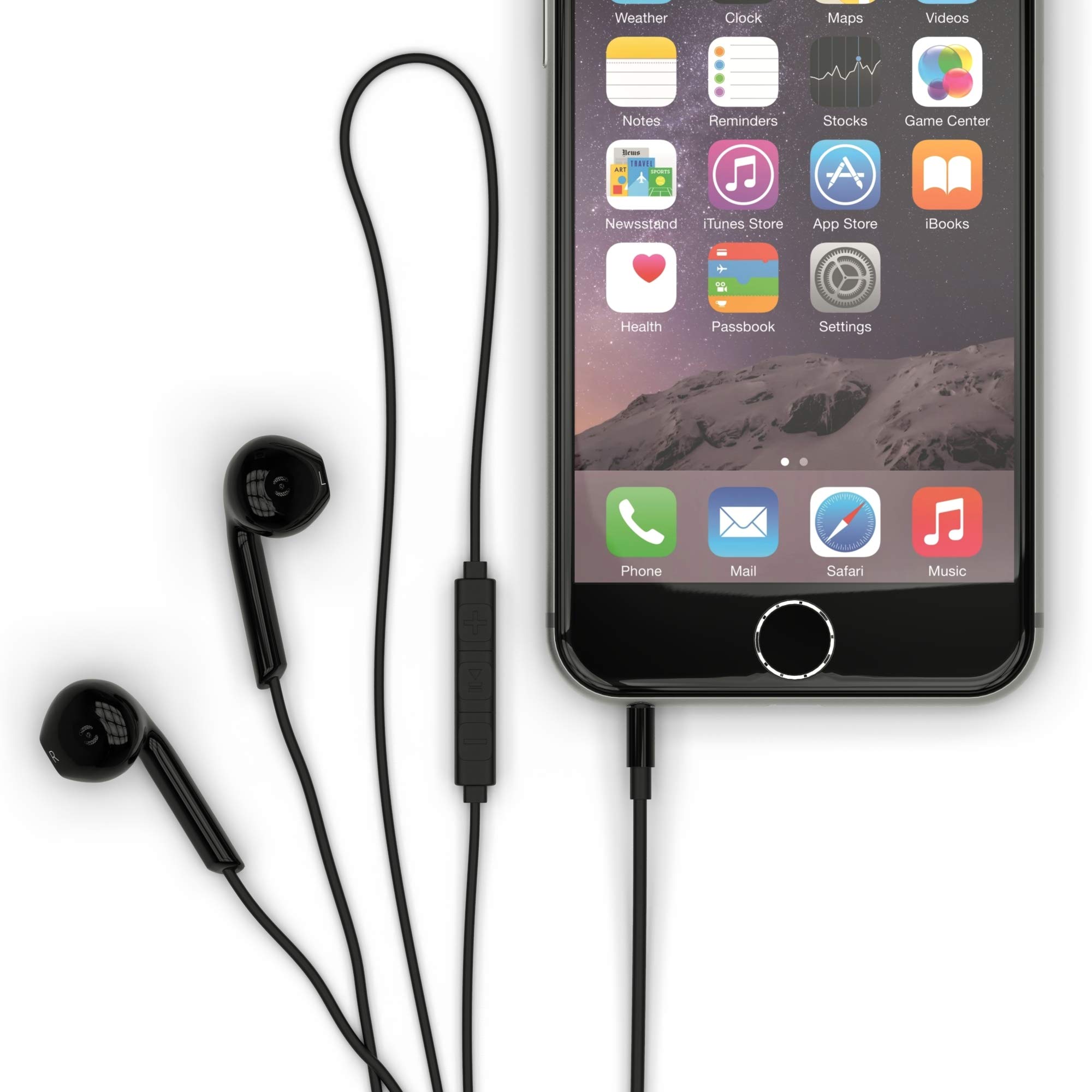 esorio Kopfhörer In-Ear In-Ears Headset mit Lautstärkeregler und mit Mikrofon für Apple i-Phone i-OS in schwarz