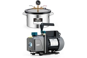 Orion Motor Tech 3 Gal Vacuum Chamber with Pump Kit, 3.5 cfm Vacuum Pump and Chamber Kit with Tempered Glass Lid 5 ft Hose, Vacuum Degassing Chamber Kit for Stabilizing Wood Degassing Silicone Resin