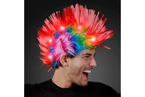 FlashingBlinkyLights Punk Rock Mohawk Light Up Wig with Blinking Red LEDs
