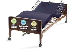 MEDACURE Full Electric Hospital Bed with Premium Mattress and Rails Included - for Home Care Medical Facilities - Fully Adjustable, Hand Pendant - 80" x 36" (80" x 36" Standard with Half Rails, Foam Mattress)