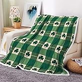 St. Patrick's Day Throw Blanket, Spring Green Lucky Clover Theme Flannel Blankets, Ireland St. Patrick's Day Fleece Blanket Cozy Soft Throw for Couch Bed Sofa Living Room 50X60IN