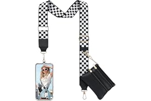 TiMOVO Clip and Go Phone Strap Crossbody with Leather Wallet, Adjustable Anti-Theft Lanyard with Pouch for Most Phone Case