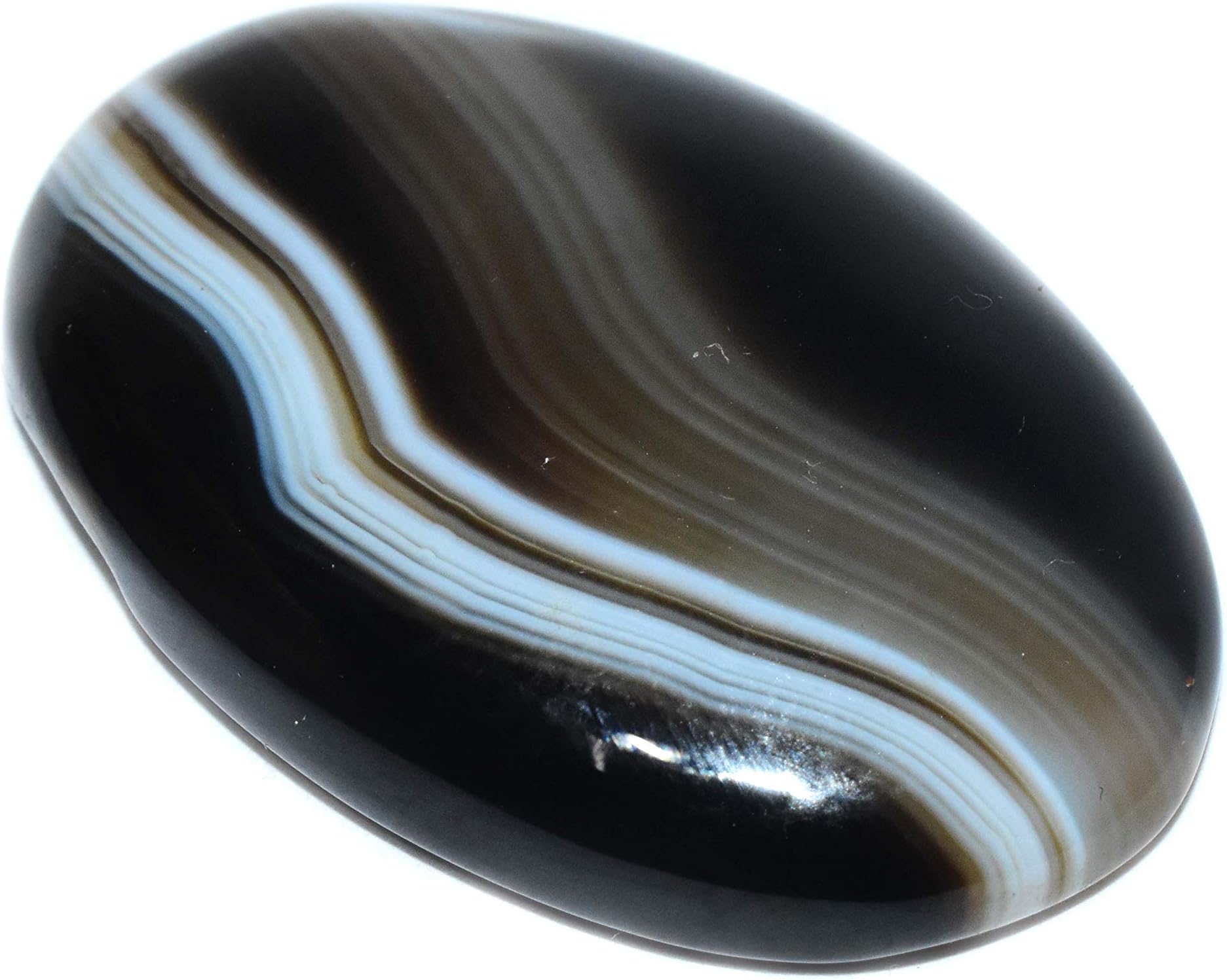 Healings4u Cabochon Black Sulemani (Hakik) Set of 3 Piece Natural Healing Reiki Crystal Chakra Balancing Vastu Stone