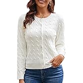 GRACE KARIN Womens Long Sleeve Button Up Cable Knit Cardigan Lightweight 2026 Crewneck Button Down Sweaters for Women