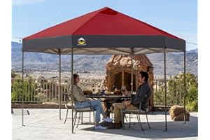 CROWN SHADES 14x14 Pop up Gazebo, Patented Center Lock 6-Sided Portable Gazebo, Easy Set Up, 300D Silver-Coated Fabric UV Resistant, Pop Up Canopy Tent for Patio, Party, Outdoor Activities, Red&Grey