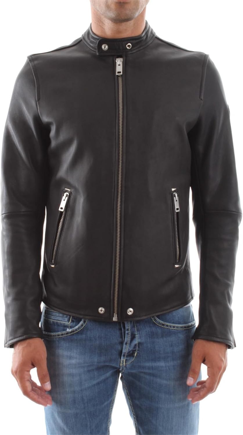 Diesel Men's LRoshi Leather Jacket Black Amazon.ca Clothing