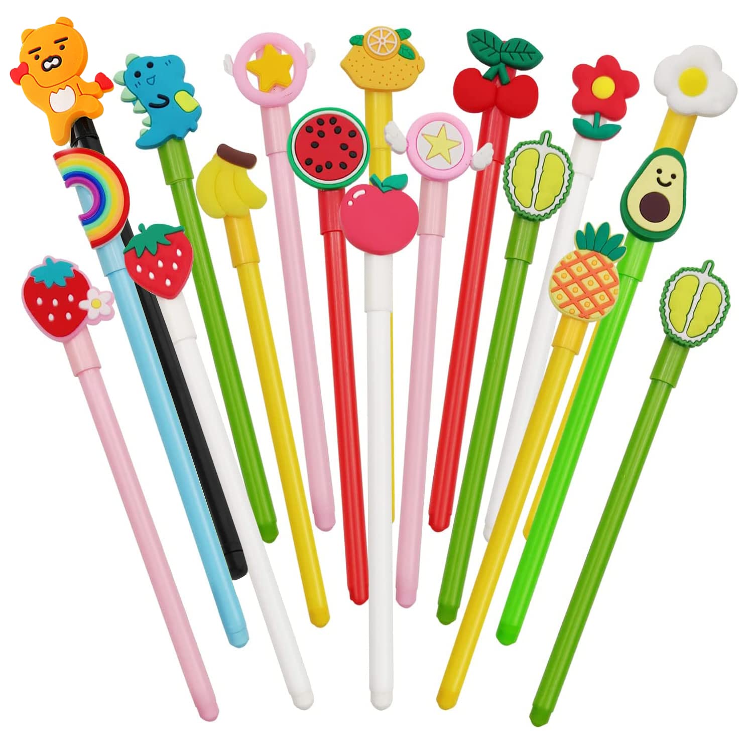 YUE QIN 18 PCS Cute Gel Pens for Kids - Cartoon Animal Pens, Suitable for Writing & Gifts
