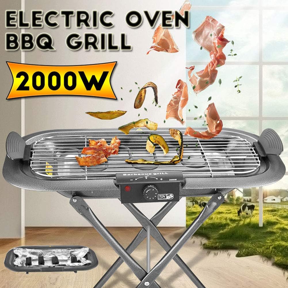 review BUTTERFLYSILK Electric Grill Electric Barbecue Grill Indoor 5 Adjustable Temperature Large Capacity Household Multifunctional Easy to Clean 2000W 220V for Picnic Garden Terrace Camping Party