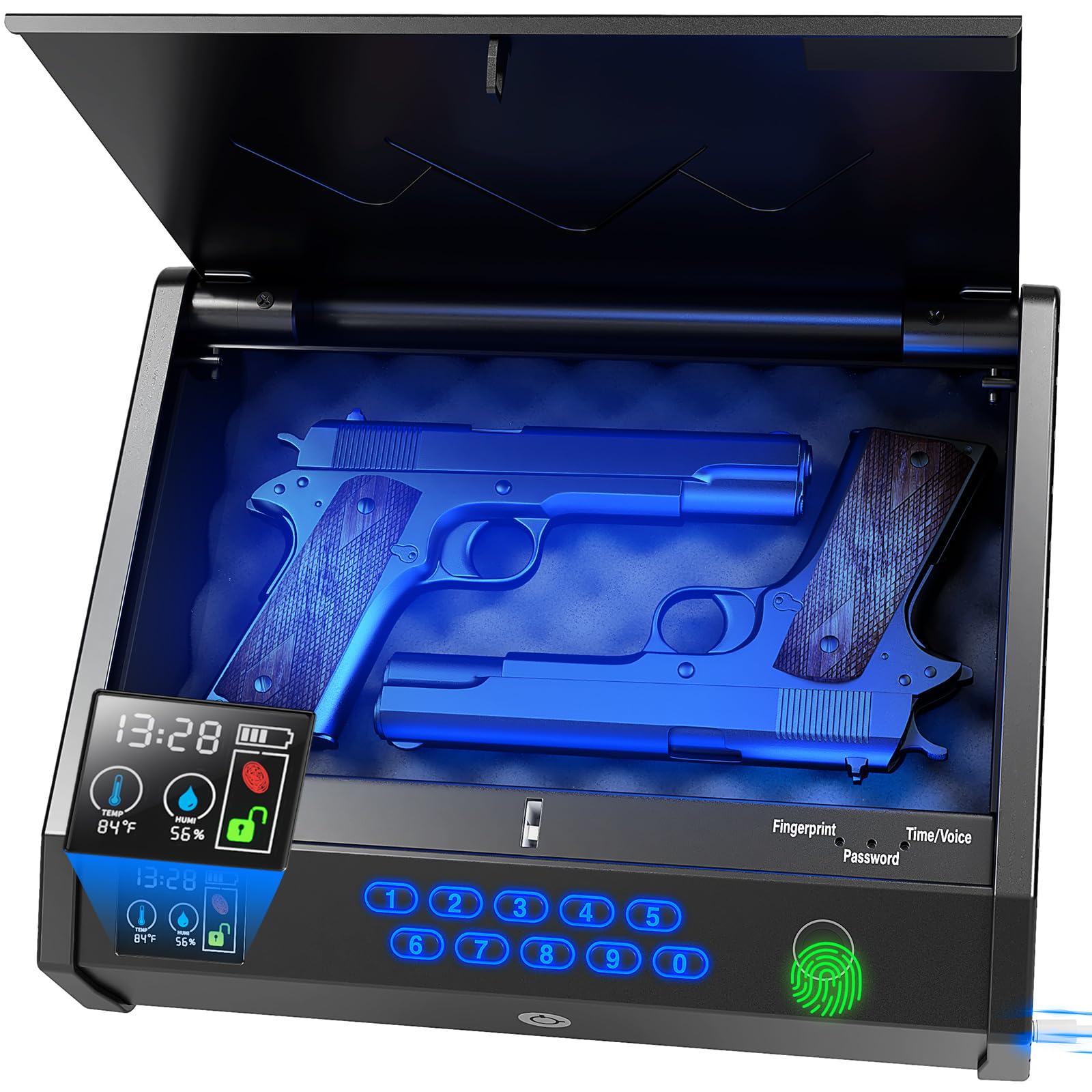 movgul Gun Safes, Biometric Pistol Safe with LCD Display of Temperature