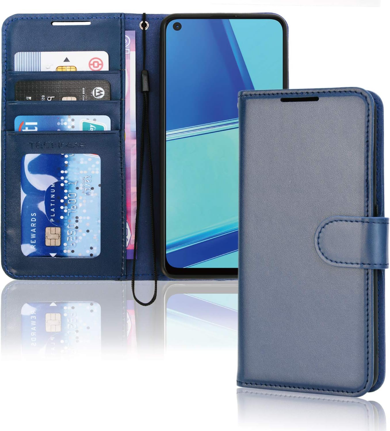 TECHGEAR Leather Wallet Case for Oppo A72 / A52 / A92, Flip Protective Case Cover with Wallet Card Holder