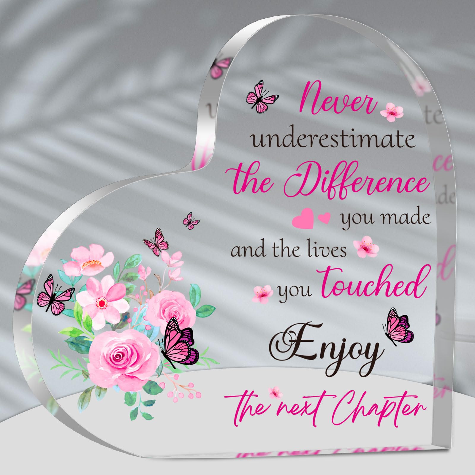 Retirement Gifts for Women Coworker Leaving Gift, Never Underestimate the Difference You Made Keepsake Acrylic Plaque Paperweight, Inspirational Gift for Colleagues Leader Retired Teacher Nurse Mom