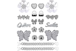 BKKrit Bling Shoe Charms Designer Bling Chain Shoes Accessories for Women Girls Jewelry Cute Shoe Decoration Charms Butterfly Flower for Birthday Gifts Party Favors