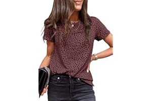 EVALESS Womens Casual Polka Dot Tops Crewneck Short Sleeve T Shirts Fashion 2024 Spring Summer Loose Fit Shirts