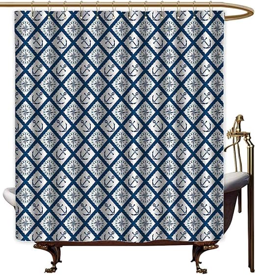 Amazon Com Starsart Shower Curtains Fabric Coastal Navy Nautical
