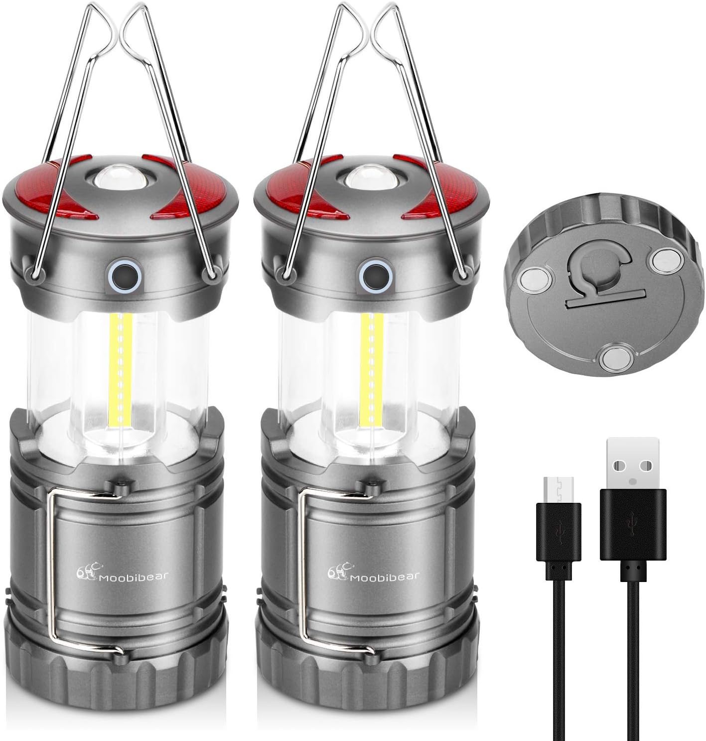 LED Camping Lantern Flashlight Combo - Moobibear 2 in 1 Battery Powered Emergency Light Portable Collapsible Camp Lamp for Camping Power Outage Hiking Indoor Outdoor 2 Pack: Clothing