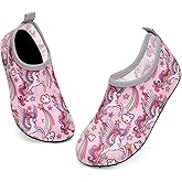ANLUKE Kids Boys Girls Water Shoes Barefoot Aqua Socks Fast Dry Beach Swim Outdoor Sports Shoes for Toddler PurplePink Unicorn 32/33