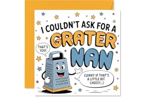 Funny Birthday Card for Nan - A Little Bit Cheesy but Full of Love - Smiling Grater Cartoon and Pun, Mothers' Day - 5.7 Inch 