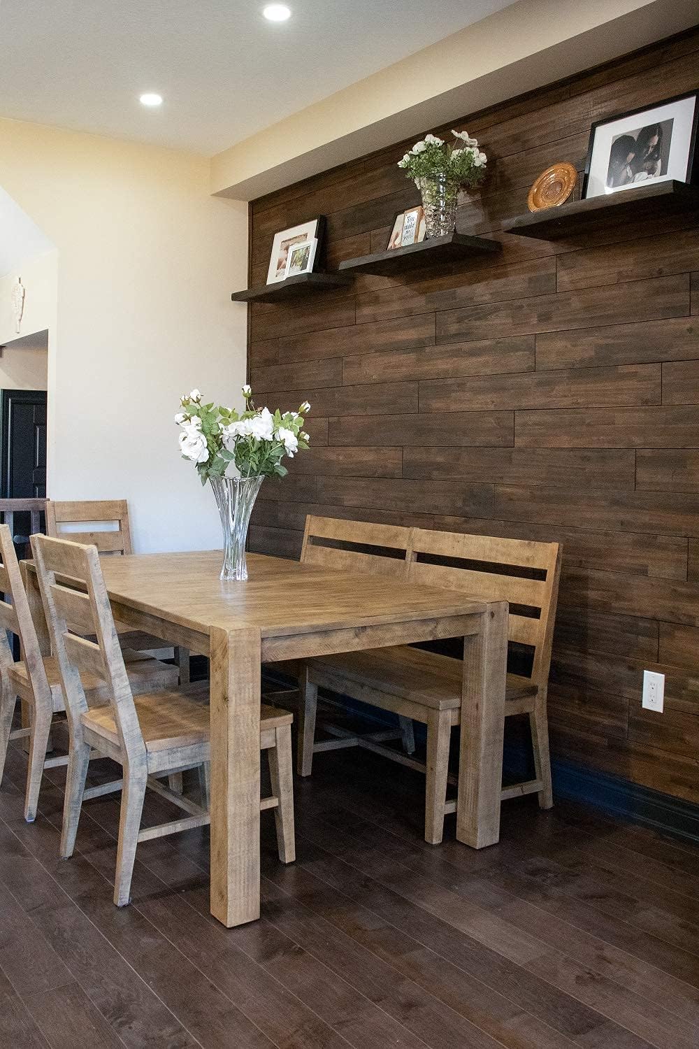 Amazon Com Interbuild Solid Acacia Wood Shiplap Wall Paneling With Butt Edge For Indoor Use 48 X 5 4 X 4 Pack Of 5 Espresso Kitchen Dining