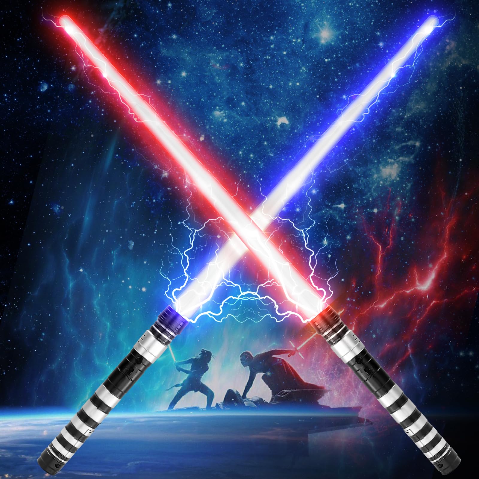 Yumuwind Retractable Lightsaber for Kids with 7 Color-Changing Modes | Interactive LED Toy with Realistic Sound & Vibration | Safe Durable Gift for Boys Girls Aged 5-12 (2 Pack)