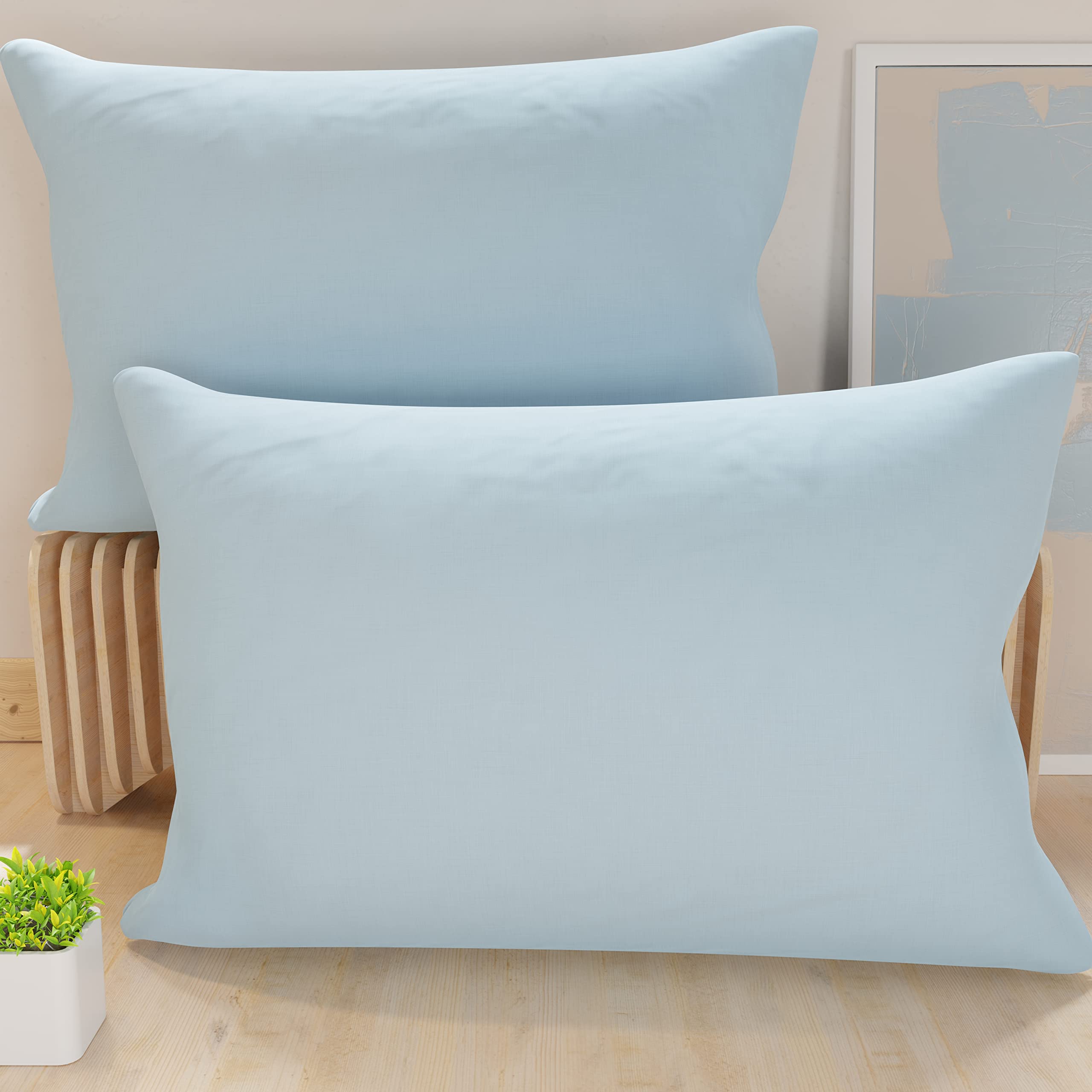 PETTI Artigiani Italiani - Pair of Microfiber Pillowcases 50x80 cm, Bedroom Cushions, Sofa, Set of 2 Cushion Covers, Solid Color Light Blue Pillowcase, 100% Made in Italy