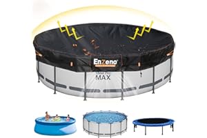 Enzeno 8 Ft Round Pool Cover, Above Ground Solar Pools Covers, Stock Tank Pool Cover Protector with Vents, Round Hot Tub Cover for Waterproof and Dustproof (Black)