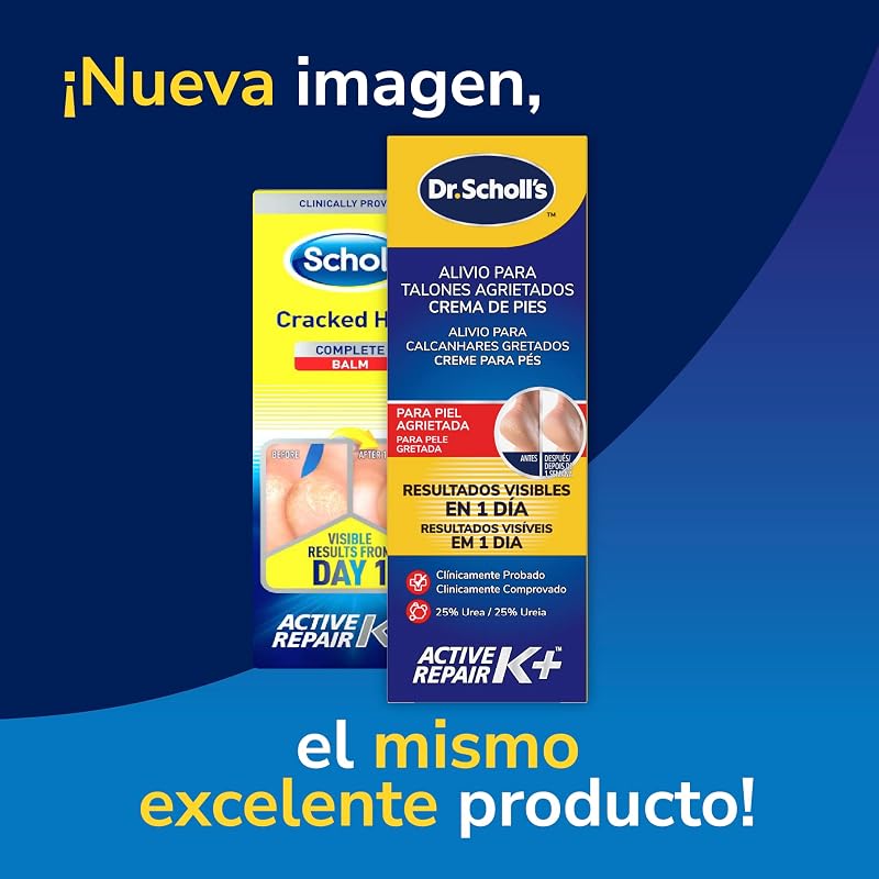 Scholl Crema de Pies para Talones Agrietados, con Urea y Keratina, Blanco, 60 Mililitros, 6