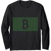 Bitcoin Logo Binary Code Crypto Currency HODL Nerd Gift Long Sleeve T-Shirt